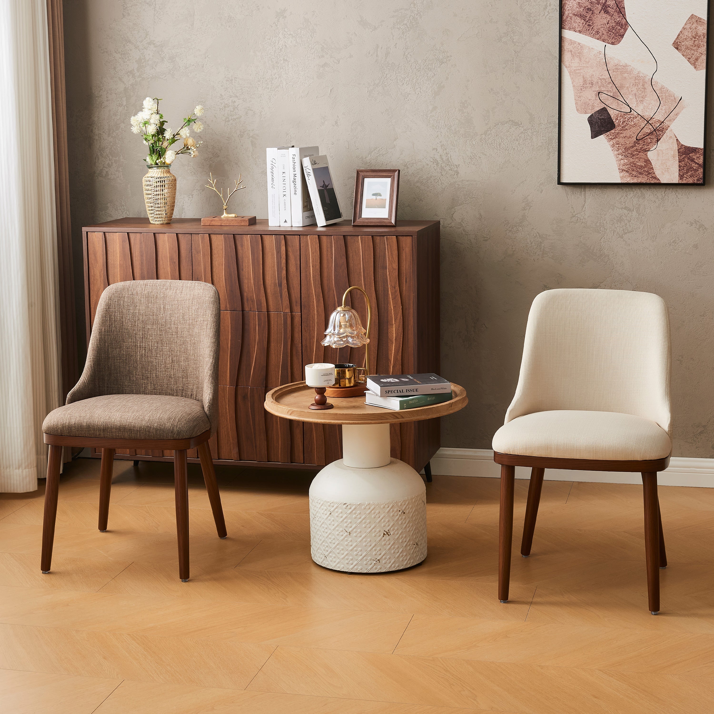 EarthyGrain Modern Upholstered Dining Chair (Set of 2) - Mid-Century Style