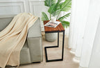 EarthyGrain Modern Walnut C-Table - Space-Saving Couch Side Table
