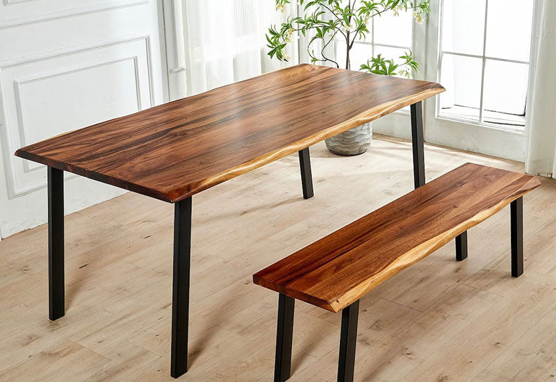 EarthyGrain Premium Live Edge Dining Table - Solid Walnut Wood