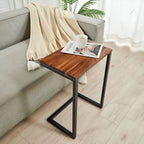 EarthyGrain Modern Walnut C-Table - Space-Saving Couch Side Table