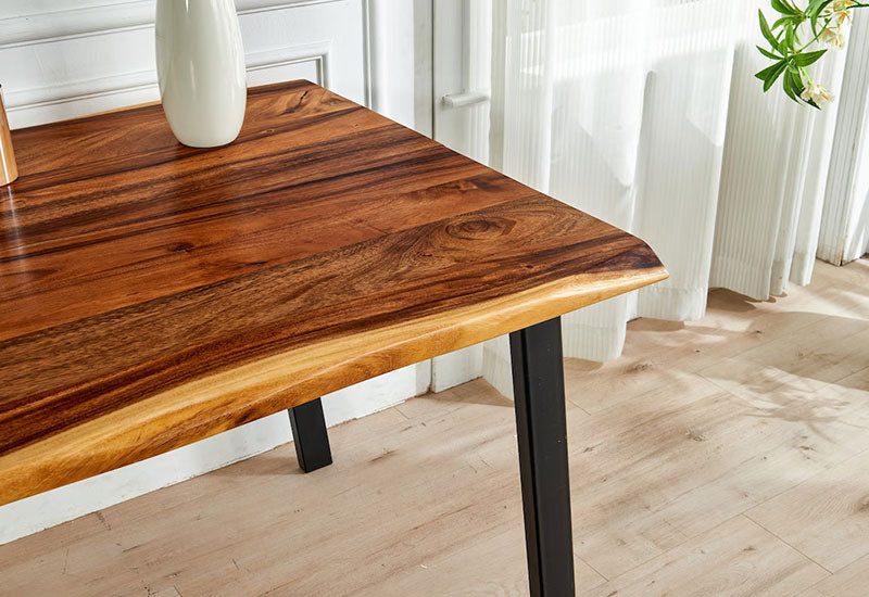 EarthyGrain Premium Live Edge Dining Table - Solid Walnut Wood
