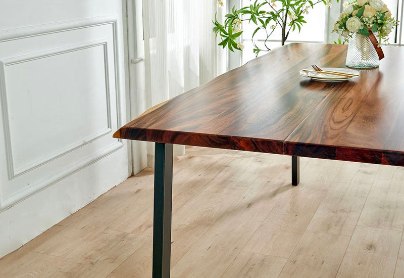EarthyGrain Premium Live Edge Dining Table - Solid Walnut Wood