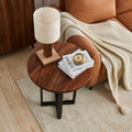 EarthyGrain Round End Table - Solid Walnut & Steel Side Table