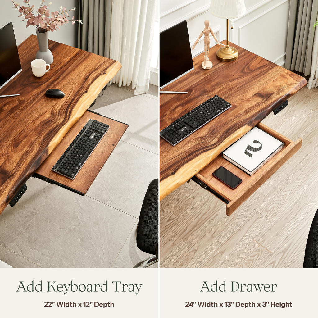 EarthyGrain Premium Live Edge Desk - Industrial U-Shaped Legs Workspace