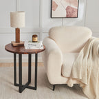 EarthyGrain Round End Table - Solid Walnut & Steel Side Table
