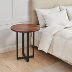 EarthyGrain Round End Table - Solid Walnut & Steel Side Table
