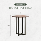 EarthyGrain Round End Table - Solid Walnut & Steel Side Table