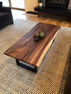 EarthyGrain Live Edge Coffee Table - Solid Walnut Living Room Centerpiece