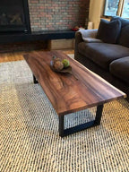 EarthyGrain Live Edge Coffee Table - Solid Walnut Living Room Centerpiece