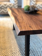 EarthyGrain Live Edge Coffee Table - Solid Walnut Living Room Centerpiece