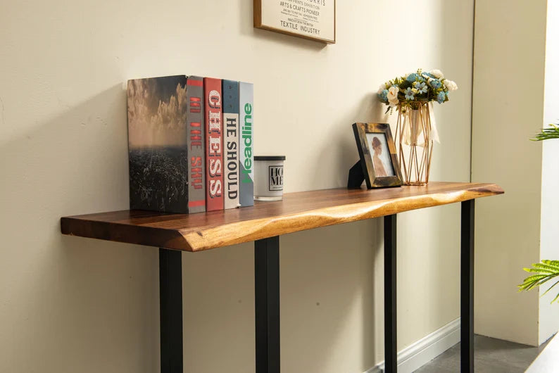 EarthyGrain Live Edge Console Table - Rustic Modern Entryway Table