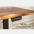 EarthyGrain Motorized Adjustable Standing Desk - White Frame & Live Edge Walnut