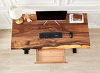EarthyGrain Motorized Adjustable Standing Desk - Black Frame & Live Edge Walnut