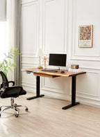 EarthyGrain Motorized Adjustable Standing Desk - Black Frame & Live Edge Walnut
