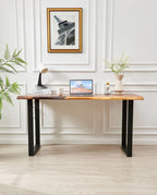 EarthyGrain Premium Live Edge Desk - Industrial U-Shaped Legs Workspace