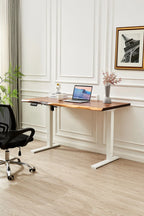 EarthyGrain Motorized Adjustable Standing Desk - White Frame & Live Edge Walnut