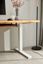EarthyGrain Motorized Adjustable Standing Desk - White Frame & Live Edge Walnut