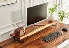 EarthyGrain Ergonomic Live Edge Monitor Stand - Solid Walnut Desk Organizer