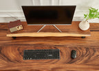 EarthyGrain Ergonomic Live Edge Monitor Stand - Solid Walnut Desk Organizer