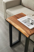 EarthyGrain Live Edge End Table - Compact Solid Walnut Side Table